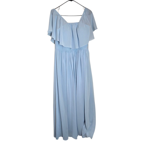 Nwt Revelry Abigail Chiffon Bridesmaid Dress Light Blue 936 Size 12 petite Maxi